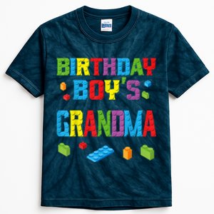 Master Builder Birthday Boy's Grandma Building Bricks Blocks Kids Tie-Dye T-Shirt