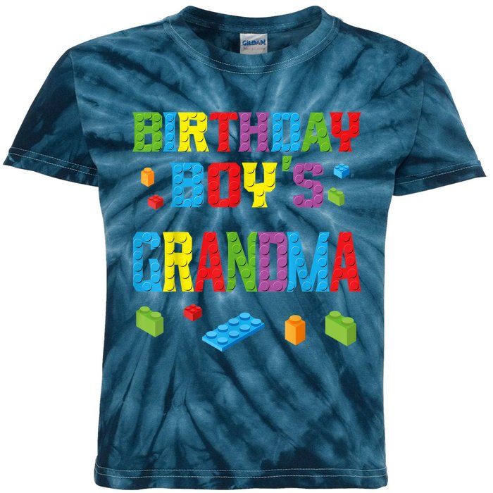 Master Builder Birthday Boy's Grandma Building Bricks Blocks Kids Tie-Dye T-Shirt