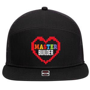 Master Builder Block Brick Building Heart Valentines Day 7 Panel Mesh Trucker Snapback Hat