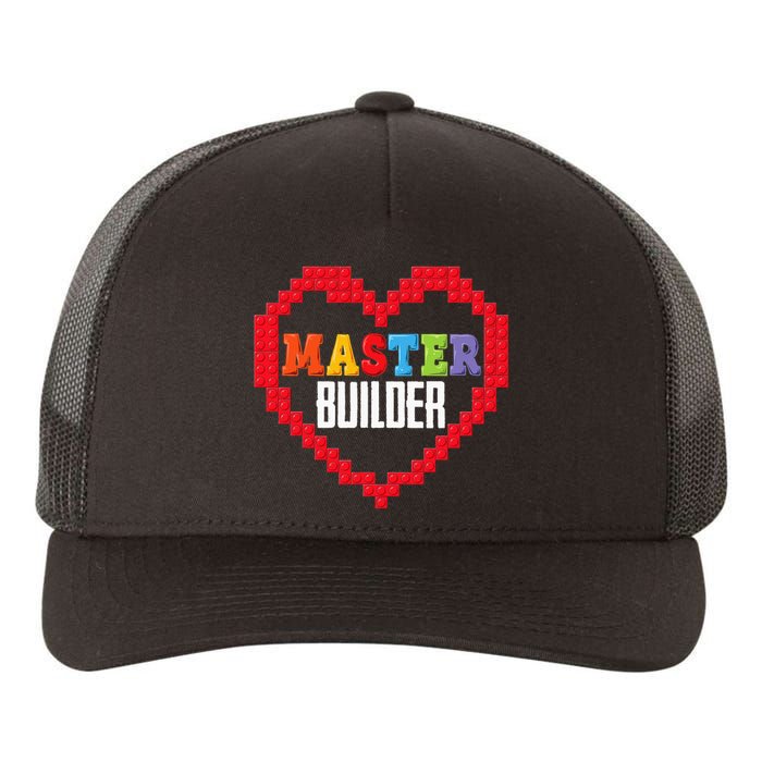 Master Builder Block Brick Building Heart Valentines Day Yupoong Adult 5-Panel Trucker Hat