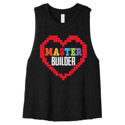 Master Builder Block Brick Building Heart Valentines Day Women's Racerback Cropped Tank