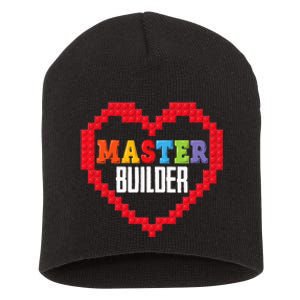 Master Builder Block Brick Building Heart Valentines Day Short Acrylic Beanie