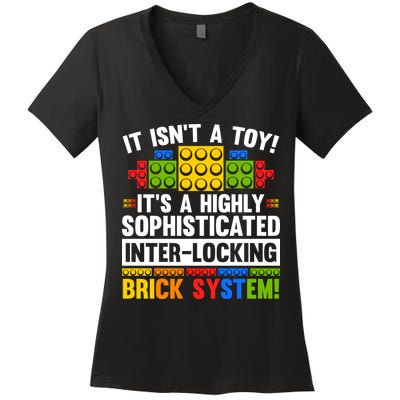 Master Builder Bricks Blocks Play Toys Women's V-Neck T-Shirt