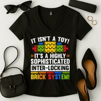 Master Builder Bricks Blocks Play Toys Women's V-Neck T-Shirt