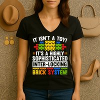Master Builder Bricks Blocks Play Toys Women's V-Neck T-Shirt