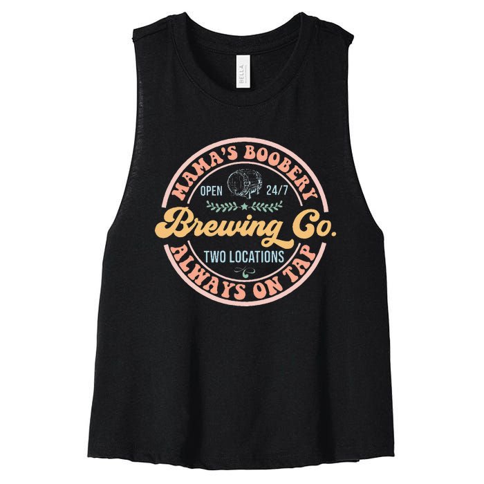 Mamas Boobery Brewing Co New Mom Breastfeeding Funny Women's Racerback Cropped Tank