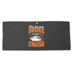 My Broom Broke So Now I Cruise Ship Halloween Costume Large Microfiber Waffle Golf Towel