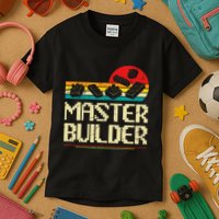 Master Builder Block Building Brick Builder Kids T-Shirt