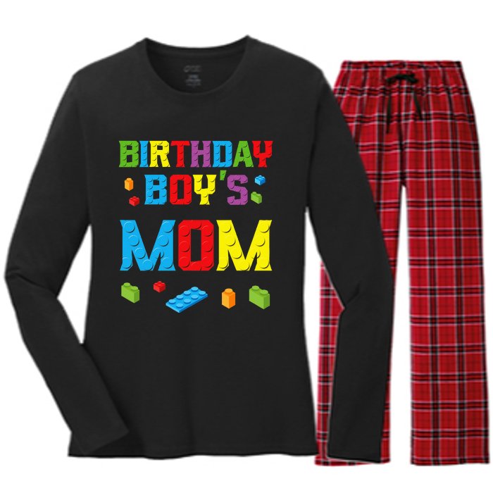 Master Builder Birthday Mom Building Bricks Blocks Women's Long Sleeve Flannel Pajama Set 