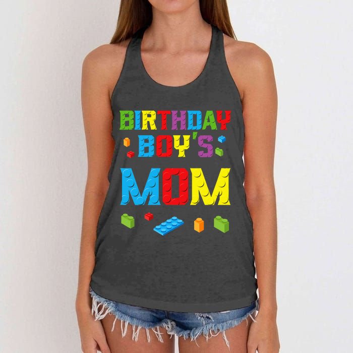 Master Builder Birthday Mom Building Bricks Blocks Women's Knotted Racerback Tank