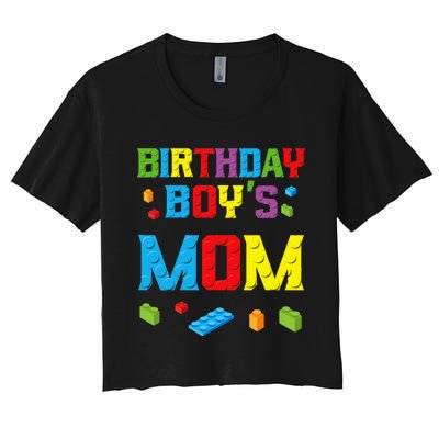 Master Builder Birthday Mom Building Bricks Blocks Women's Crop Top Tee