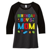 Master Builder Birthday Mom Building Bricks Blocks Women's Tri-Blend 3/4-Sleeve Raglan Shirt