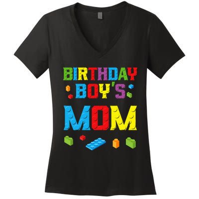 Master Builder Birthday Mom Building Bricks Blocks Women's V-Neck T-Shirt