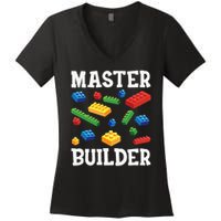 Master Builder  Block Building Brick Builder Women's V-Neck T-Shirt