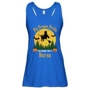 My Broom Broke So Now I Am A Nurse Gift Funny Witch Halloween Great Gift Ladies Essential Flowy Tank