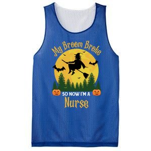 My Broom Broke So Now I Am A Nurse Gift Funny Witch Halloween Great Gift Mesh Reversible Basketball Jersey Tank