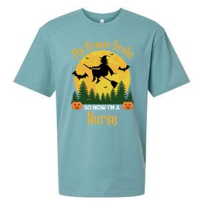 My Broom Broke So Now I Am A Nurse Gift Funny Witch Halloween Great Gift Sueded Cloud Jersey T-Shirt