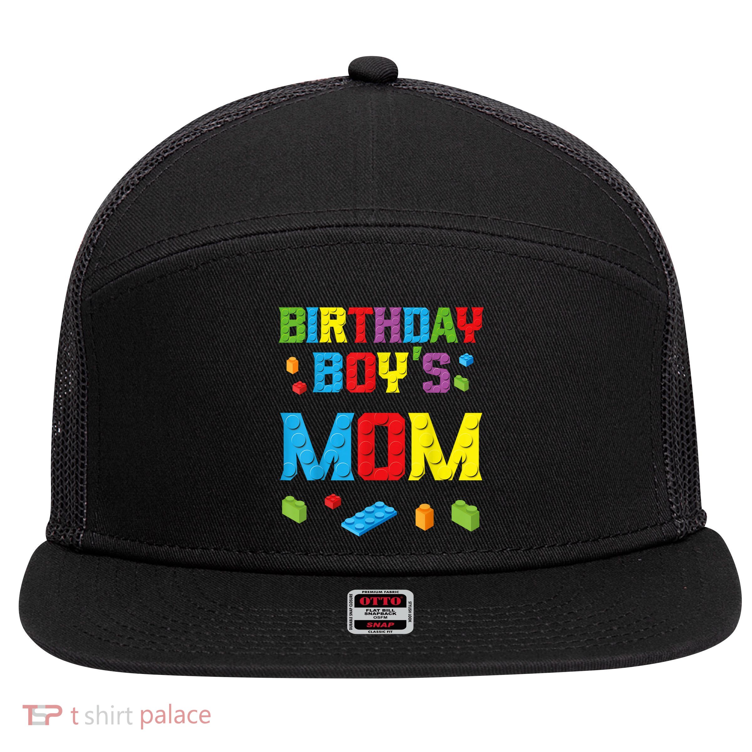 Master Builder Birthday Boy's Mom Building Bricks Blocks 7 Panel Mesh Trucker Snapback Hat