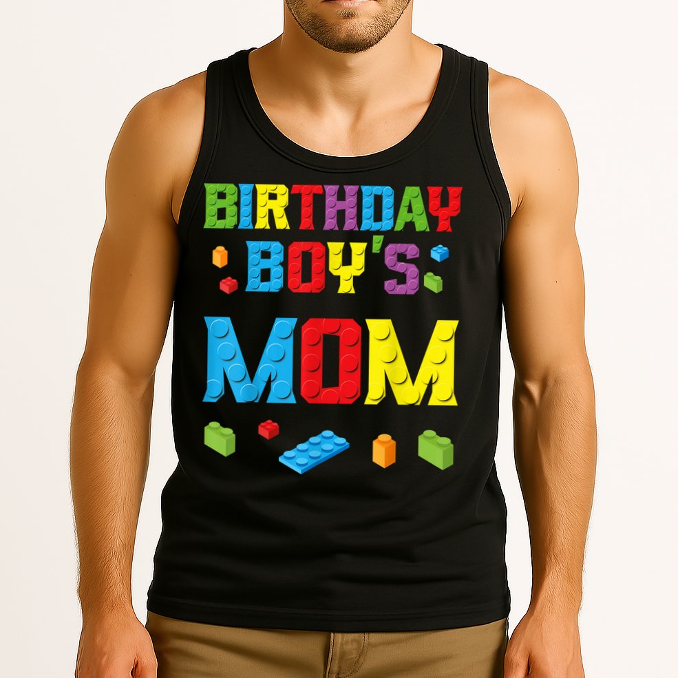 Master Builder Birthday Boy's Mom Building Bricks Blocks Tank Top