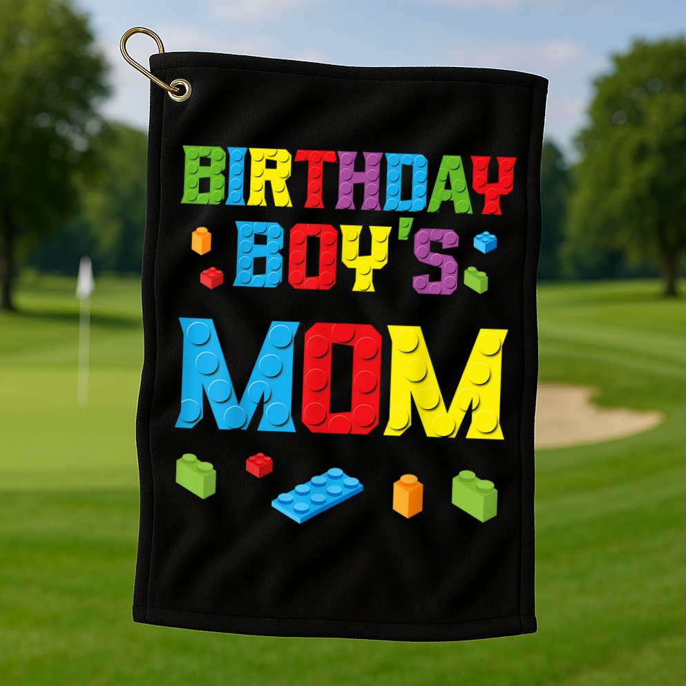 Master Builder Birthday Boy's Mom Building Bricks Blocks Golf Towel