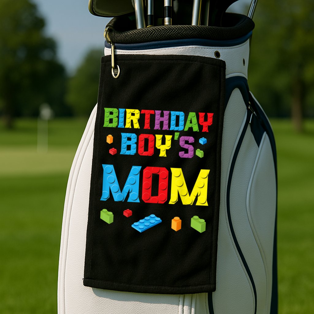 Master Builder Birthday Boy's Mom Building Bricks Blocks Golf Towel