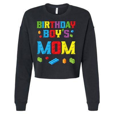 Master Builder Birthday Boy's Mom Building Bricks Blocks Cropped Pullover Crew