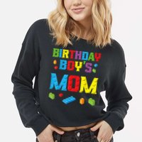 Master Builder Birthday Boy's Mom Building Bricks Blocks Cropped Pullover Crew