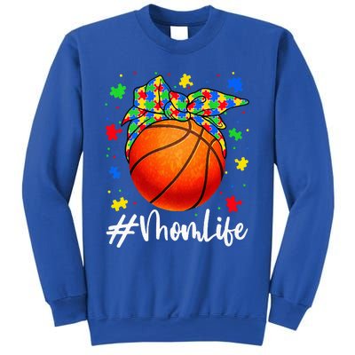 Messy Bun Basketball Ball Puzzle Mom Life Autism Awareness Sweatshirt