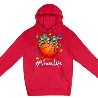 Messy Bun Basketball Ball Puzzle Mom Life Autism Awareness Premium Pullover Hoodie