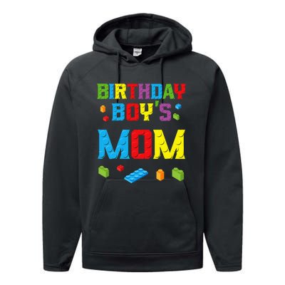 Master Builder Birthday Mom Building Bricks Blocks Performance Fleece Hoodie