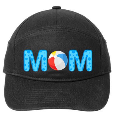Mom Beach Ball Theme Birthday Party Pool Matching Summer 7-Panel Snapback Hat