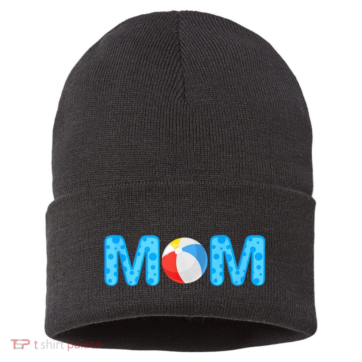 Mom Beach Ball Theme Birthday Party Pool Matching Summer Sustainable Knit Beanie
