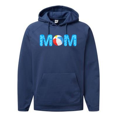 Mom Beach Ball Theme Birthday Party Pool Matching Summer Performance Fleece Hoodie