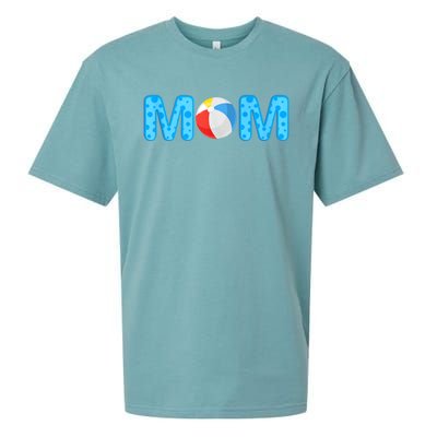 Mom Beach Ball Theme Birthday Party Pool Matching Summer Sueded Cloud Jersey T-Shirt