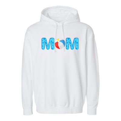 Mom Beach Ball Theme Birthday Party Pool Matching Summer Garment-Dyed Fleece Hoodie