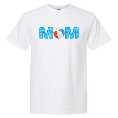 Mom Beach Ball Theme Birthday Party Pool Matching Summer Garment-Dyed Heavyweight T-Shirt