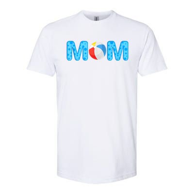 Mom Beach Ball Theme Birthday Party Pool Matching Summer Softstyle CVC T-Shirt