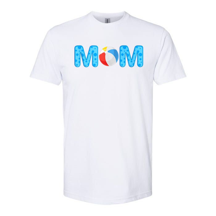 Mom Beach Ball Theme Birthday Party Pool Matching Summer Softstyle CVC T-Shirt