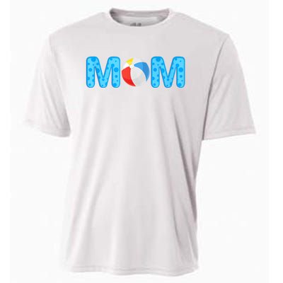 Mom Beach Ball Theme Birthday Party Pool Matching Summer Cooling Performance Crew T-Shirt