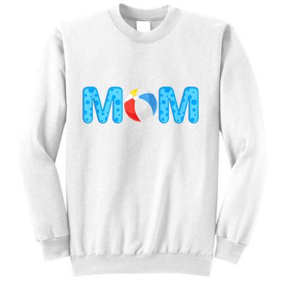 Mom Beach Ball Theme Birthday Party Pool Matching Summer Sweatshirt