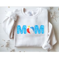Mom Beach Ball Theme Birthday Party Pool Matching Summer Sweatshirt