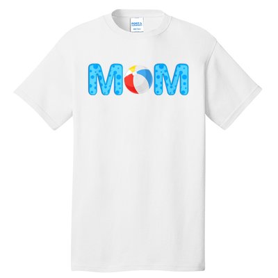 Mom Beach Ball Theme Birthday Party Pool Matching Summer Tall T-Shirt