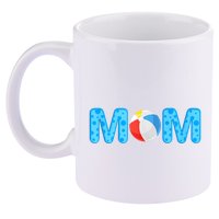 Mom Beach Ball Theme Birthday Party Pool Matching Summer 11oz C Handle Ceramic Mug