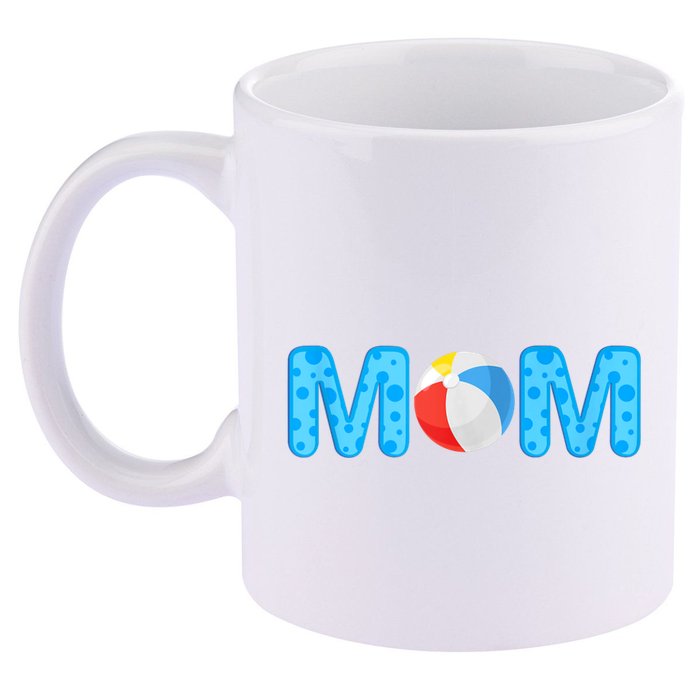 Mom Beach Ball Theme Birthday Party Pool Matching Summer 11oz C Handle Ceramic Mug