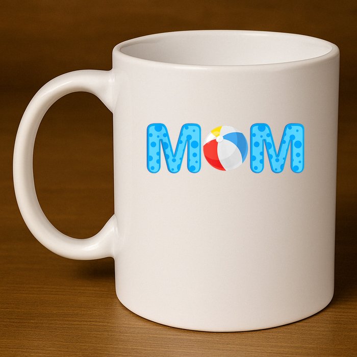 Mom Beach Ball Theme Birthday Party Pool Matching Summer 11oz C Handle Ceramic Mug