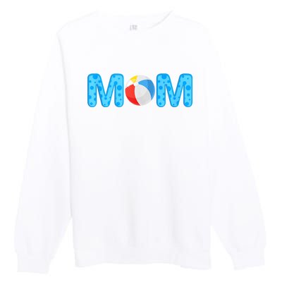 Mom Beach Ball Theme Birthday Party Pool Matching Summer Premium Crewneck Sweatshirt