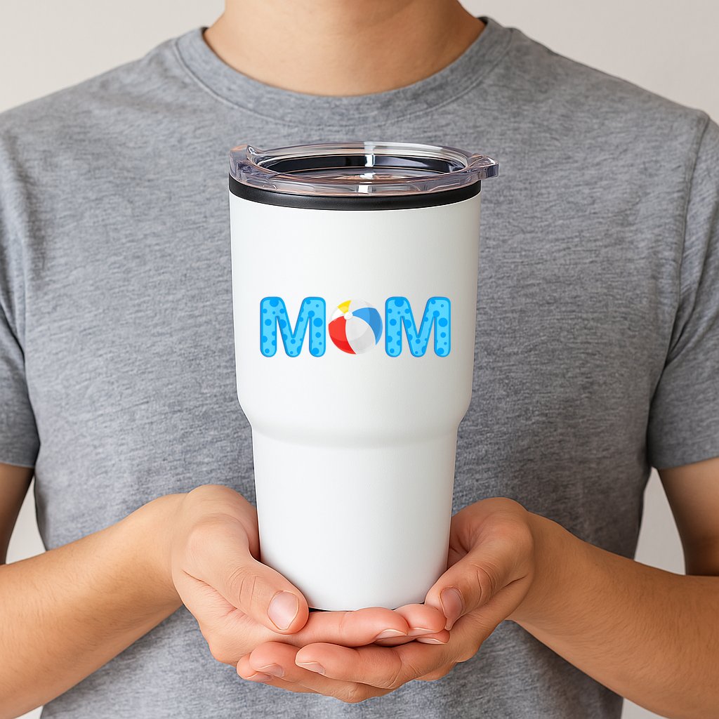 Mom Beach Ball Theme Birthday Party Pool Matching Summer Tumbler
