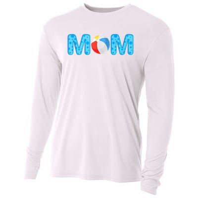 Mom Beach Ball Theme Birthday Party Pool Matching Summer Cooling Performance Long Sleeve Crew