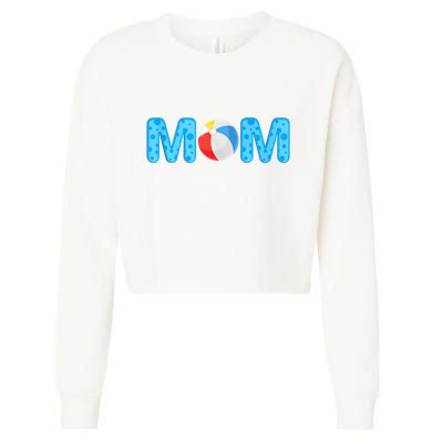 Mom Beach Ball Theme Birthday Party Pool Matching Summer Cropped Pullover Crew