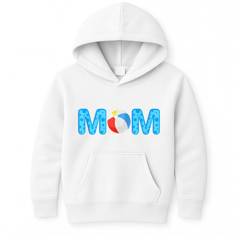 Mom Beach Ball Theme Birthday Party Pool Matching Summer Kids Hoodie